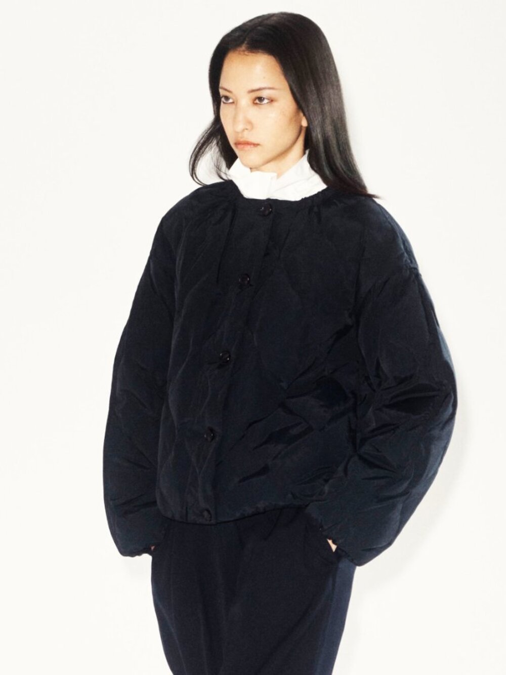 NWT COS Oversized Gathered Quilted Down Black Jacket Women's Size - L/XL